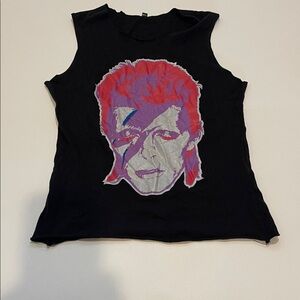 Vintage David Bowie Black Graphic Sleeveless Top